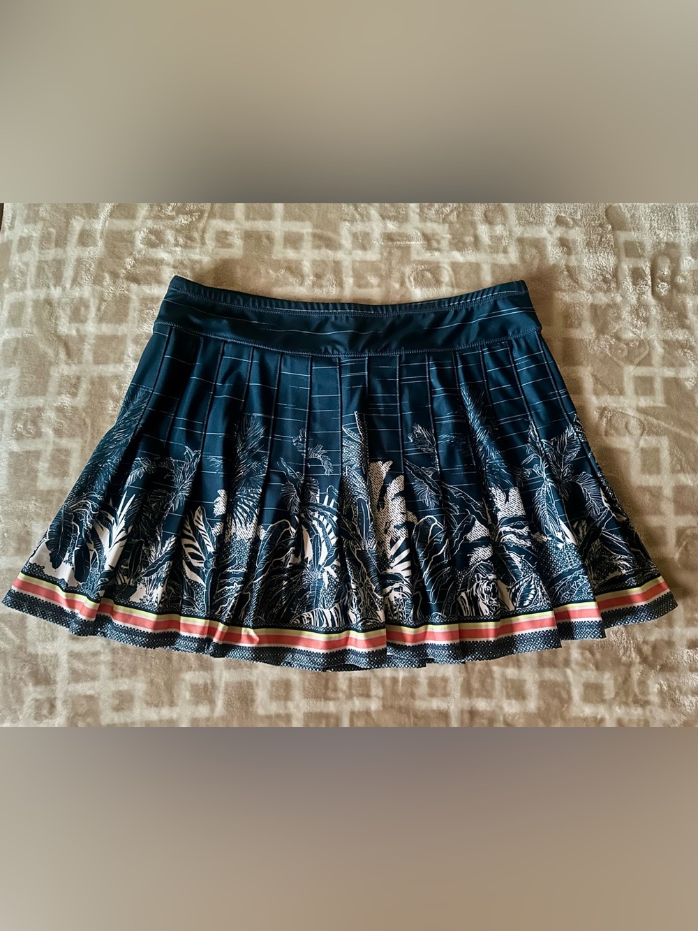 Lucky in Love Navy Tropical Pleated Mini Skort with Multicolor Hem - Picture 4 of 5